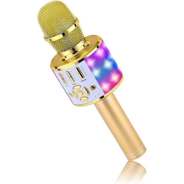 Trådlös Bluetooth karaokemikrofon 4 i 1 handhållna LED-lampor för barn för barn