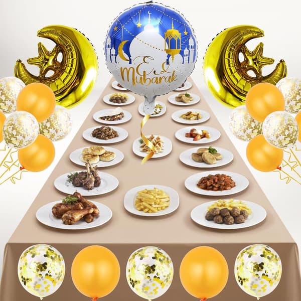 17 delar ballonger för Ramadan Mubarak set Eid Mubarak Banner