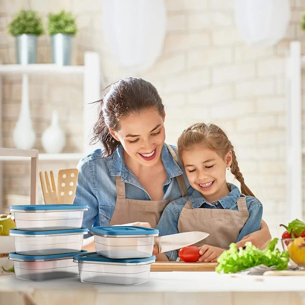 Rektangel plast portionslåda set med löd mat förvaringsbox behållare set mat förvaring 5 st
