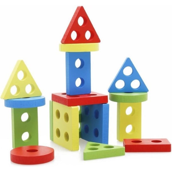 Pedagogiska toddler leksaker Geometriska former Block Board Stapel Sortera Plug Toys