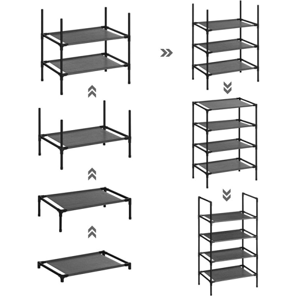 Shoe Rack with 4 Shelves, Shoe Stand, Shoe Storage,45 x 28 x 80 cm, Black