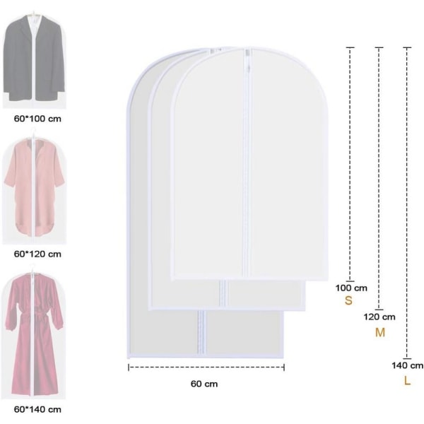 Plaggpåsar, [6 delar] 60x100cm, 60x120cm, 60x140cm Transparent cover,