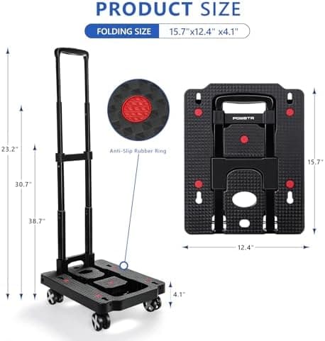 small trolley with 2 elastic cords and 4 wheels, folding trolley with 60kg load,