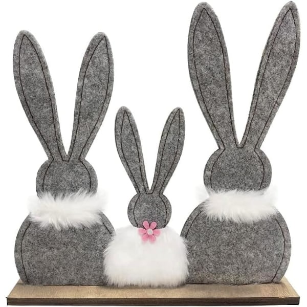 Filt kaninställ för påsk, påskhare figur trä påskdekoration påsk (3-harar)