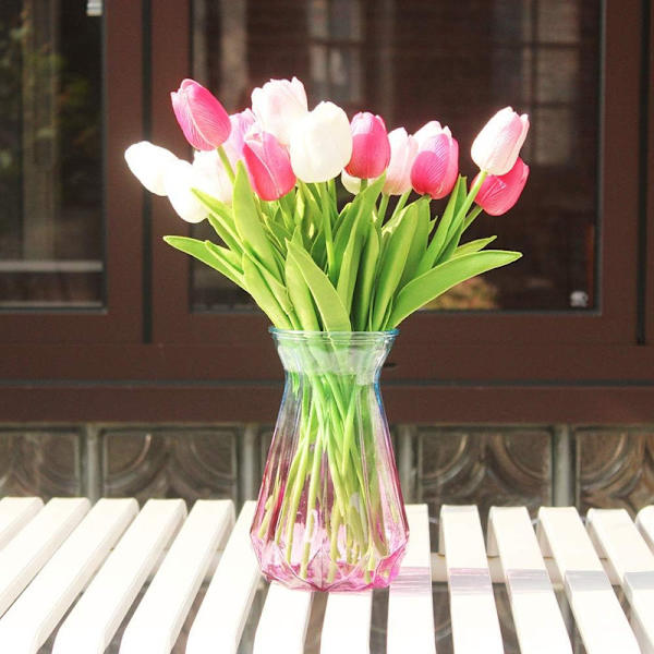 Flerfärgade konstgjorda tulpaner Blommor Real Touch 24st