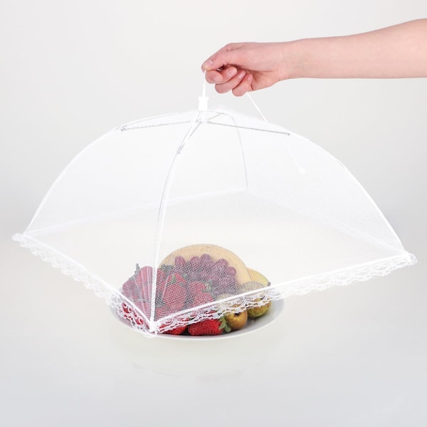 4x Flugskydd - Matöverdrag - Flugskydd för Mat, Mat, Frukt - Täcken & Flugskydd - 44cm (04 Stycken - Vit)