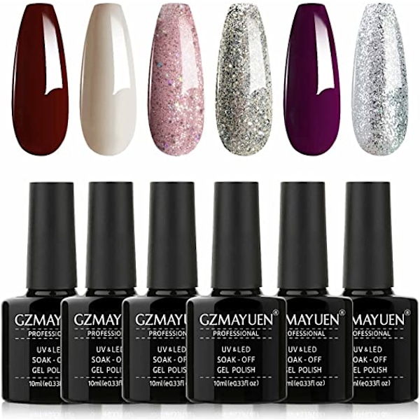 10ML Farbgel Gelnägel UV Nagellack Set Rot Rosa Glitzer Colour