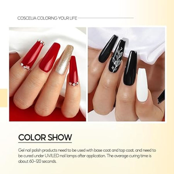 Nagelgelset Lack Semipermanent 10st * 10ml, 36W LED/UV Nagellampa Komplett