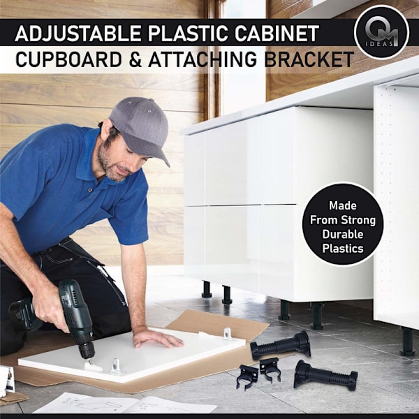 12 x Legs + 6 x Clips Adjustable Height Plastic Cabinet Cabinet for Kitchen with Pedestal Kick Board Clips