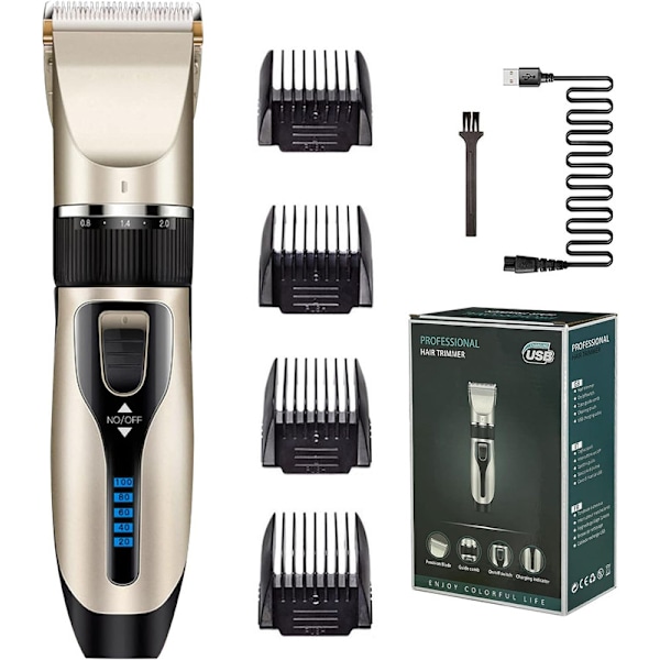 Hårklippare professionell, hårklippare män och skäggtrimmer, USB-laddningsbatteri hårklippare