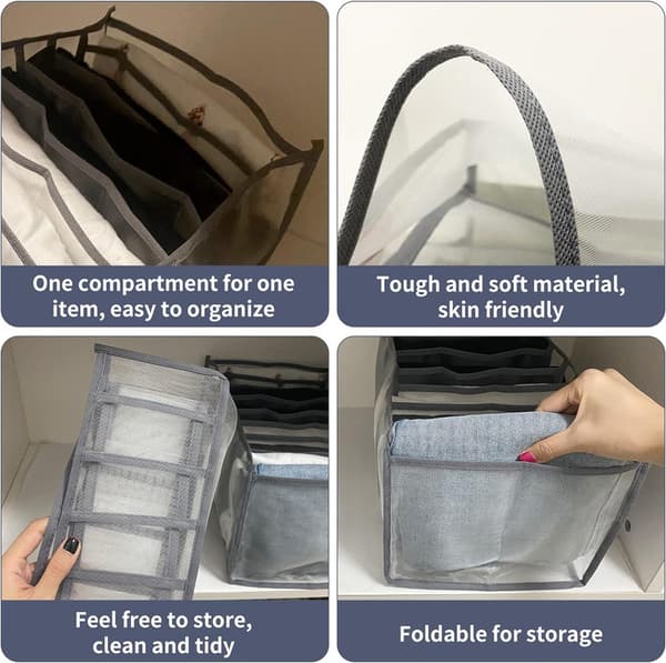 6 Pieces Mesh Clothes Storage Foldable Closet Organization System Storage Boxes