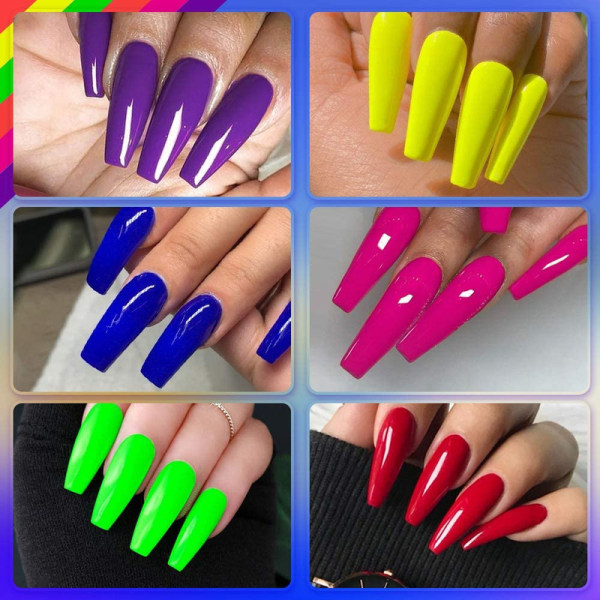 6 Summer Neon Colors UV Gel Nail Polish Set Semi Permanent Nail Art 5ml