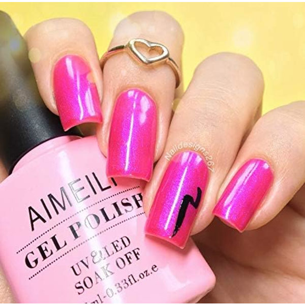 Nagellack, rött gel, skimmer, Soak-Off, UV, LED, lack - Tutti Fruiti (002) 10 ml