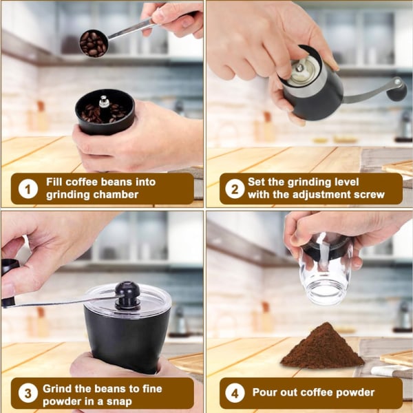 Manual Coffee Grinder 14 Pcs Set Of 2 Glass Jars, Adjustable Ceramic Burr Coffee Grinder