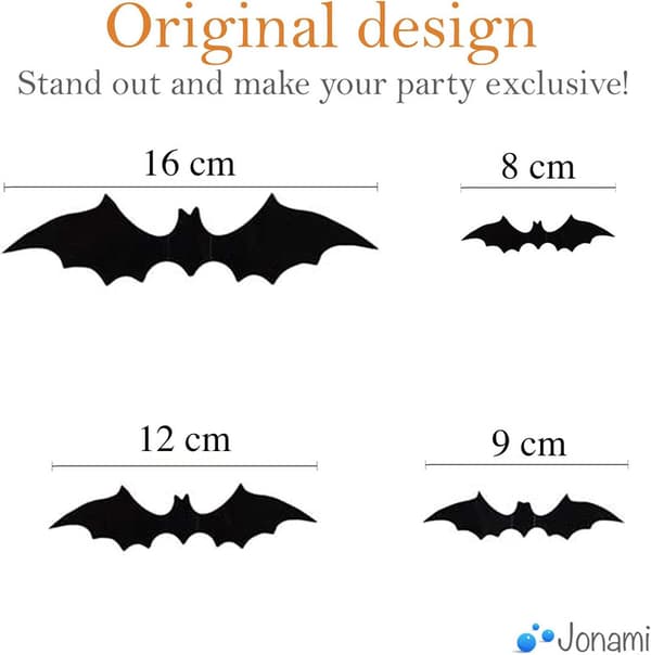 Halloween 3D Bats Wall Decals, 60pcs Scary Bat Decorations for Window Wall Home Door