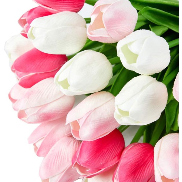 Flerfärgade konstgjorda tulpaner Blommor Real Touch 24st