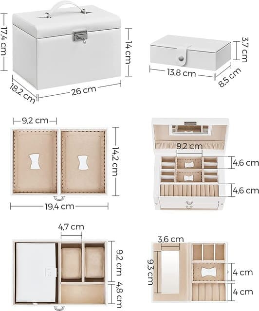 Jewelry Case Jewelry Case Lockable Mirror 4 Hooks JBC121W