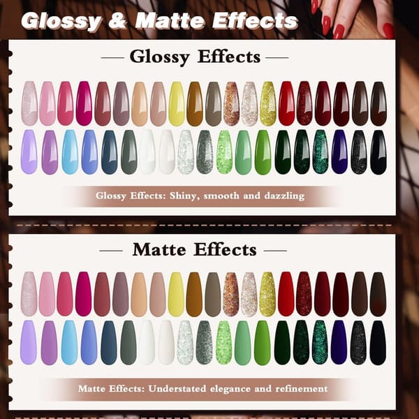 LEVIPE UV Nagellack Set, 45 stycken Gelnagellack med Baslack, Glansig & Matt överlack
