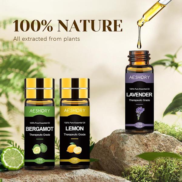 Aromaterapi Set med Eteriska Oljor 16x5ML, Aromadiffuser Olje Gåvosats