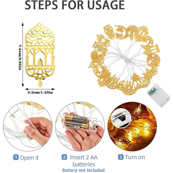 Ramadan Mubarak Eid String Lights Dekorationer Ramadan Fairy Lights Eid Mubarak Ramadan String Lights