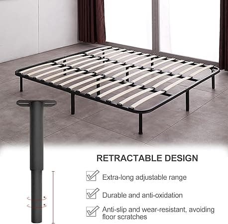 2 x Universal Bed Frame Legs, 18-23cm, Folding Legs, Cabinet Legs with Screwdriver, Cylindrical Threaded,