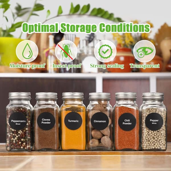 Square Spice Jars, 24 Pieces Spice Jars Set, Spice Container with Lid