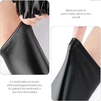 2 par lackerade läderhandskar, stretchhandskar, långa fingerlösa handskar, punk stil handskar,