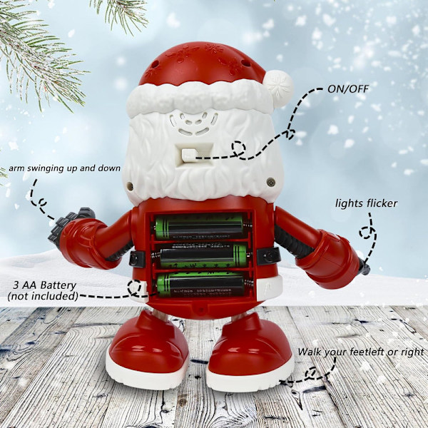 Tecknad elektrisk jultomte för barn Juldekorationer Carol Dans med LED-ljus