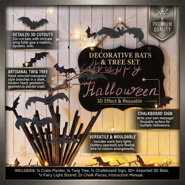 Halloween Fladdermöss 12-pack, Realistiska Hängande Fladdermusdekorationer i Gummi, Läskiga