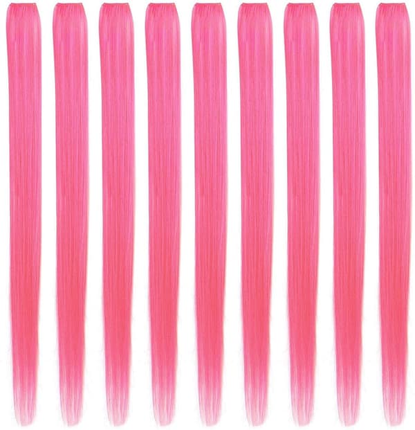 9PCS 21"färgad klämma i hårförlängningar Rosa hårförlängningar
