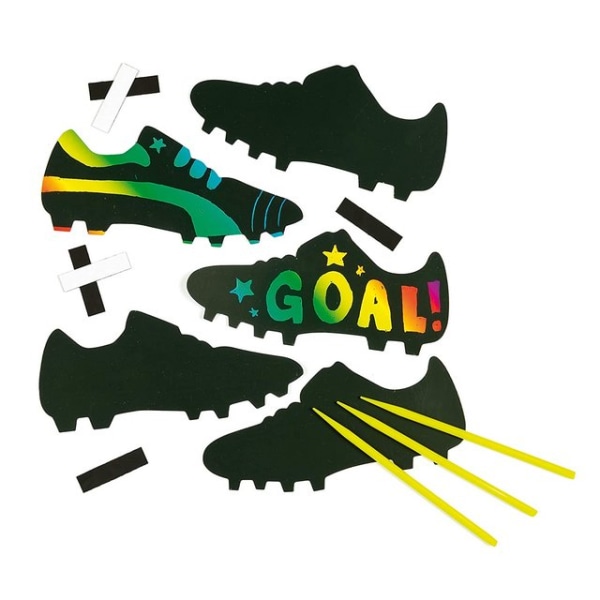 Scraper Magnets - Fotbollsskor - Kids scratch art med regnbågsfärger (10 stycken