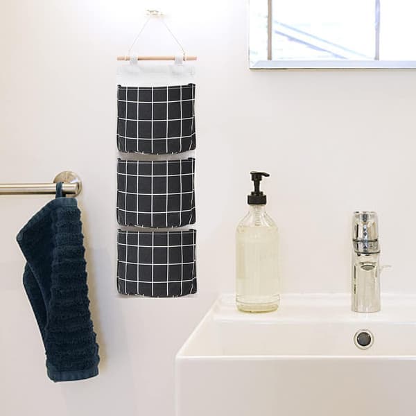 3 Pack Grid Hanging Pockets, Waterproof Organizer, Storage Accessories, (Black, White, Grey)