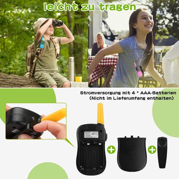 3 delar Walkie Talkie barnleksak, 4 km räckviddsradio, 8 kanaler,