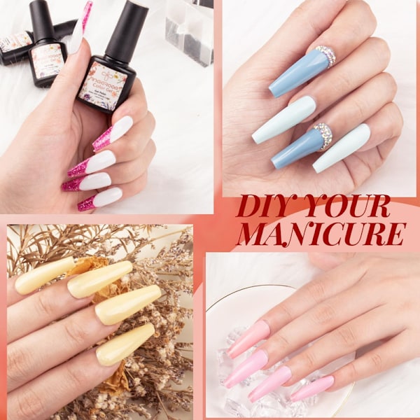 48 stycken  UV Nail Polish, Shellac Nail Polish med Base Coat Top Coat & Matte Top Coat,