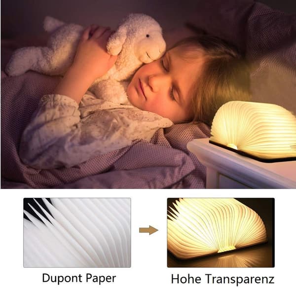 Vikbar boklampa i trä