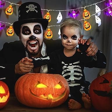 Halloween ljusträdgårdar, 3 x 20 LED-pumpaspökfladdermöss