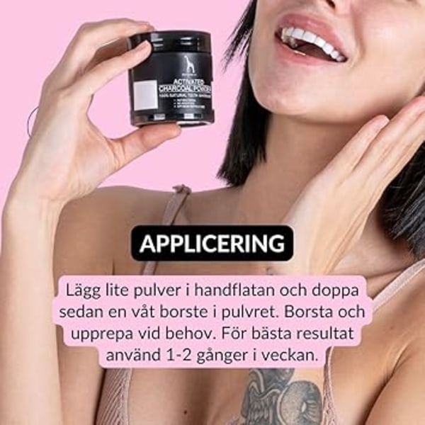 Aktivt kolpulver för tandblekning och tandrengöring – vegansk naturlig kosmetika