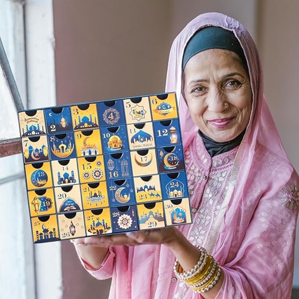 Ramdan adventskalender 2024, 30 tomma lådor för 30 dagar, Eid Mubarak nedräkningskalender fyllbar