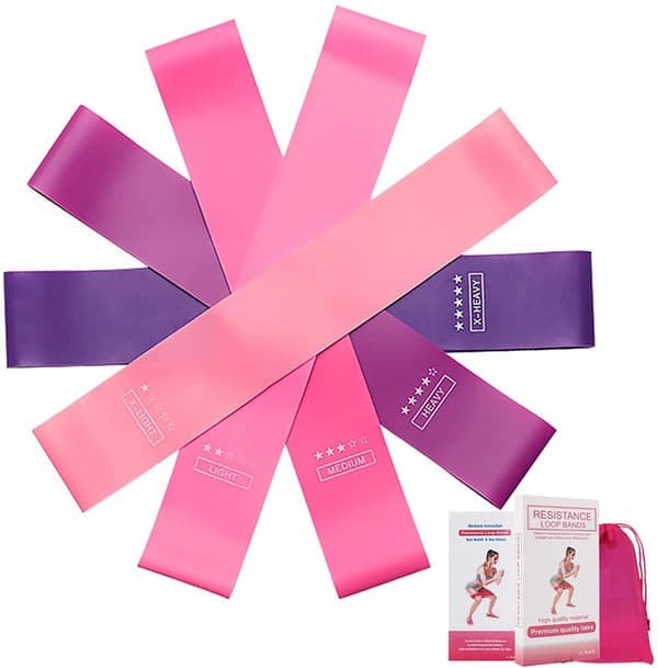 Träningsband för hemmaträning 5-pack Rosa