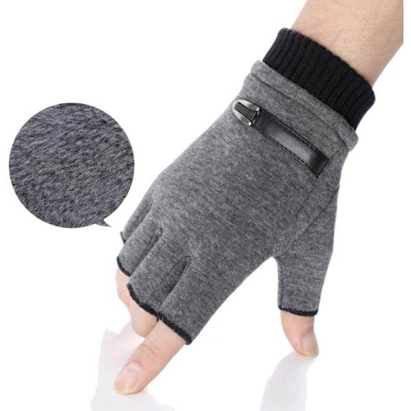 Fingerlösa handskar för män Vinter utomhus varma thermal stickade handskar (set med 2)