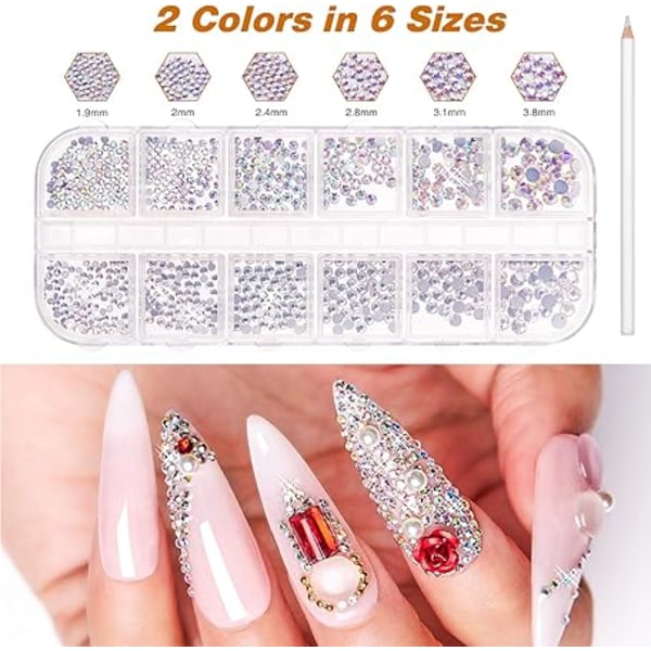 45 Pieces Nail Art Decoration Accessory Set, Nail Brush Rhinestone Glitter Gold Foil Nail Design
