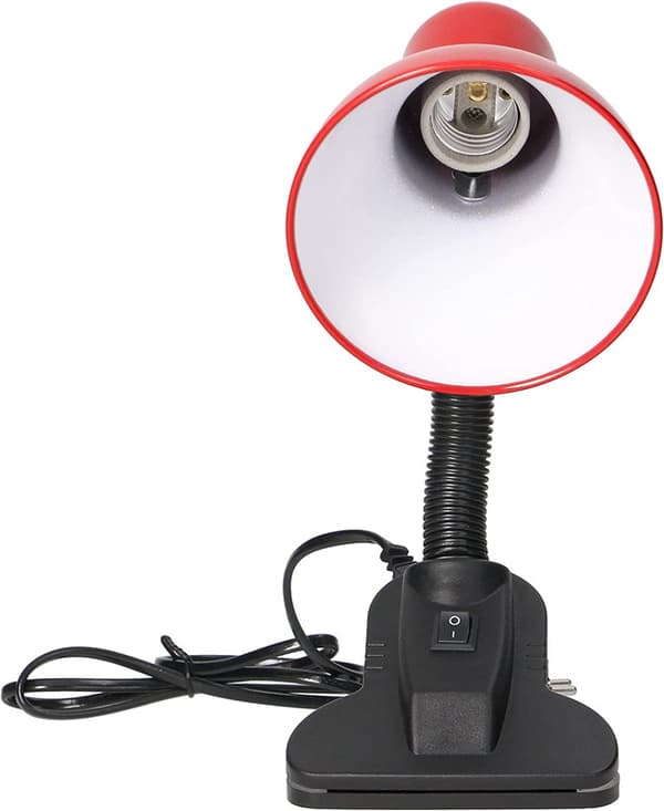 Läsljussäng E27 med klämma 40W stål + plast (röd)