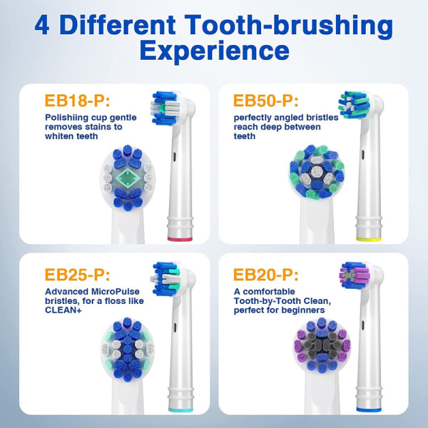 borstar med 16 delar för Oral B-vit, tandborsthuvuden för elektriska