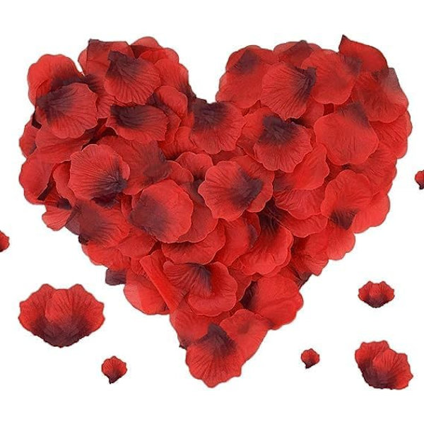 3000 stycken konstgjorda rosenblad konstgjorda blommor för alla hjärtans dag, årsdagar (röd)