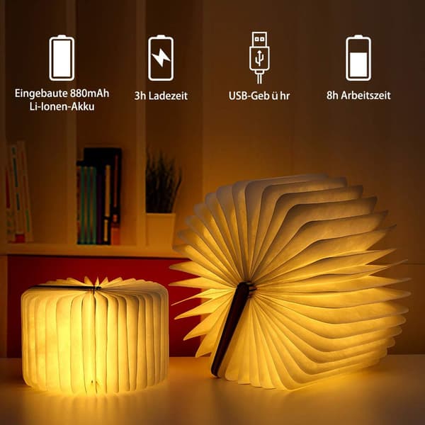 Vikbar boklampa i trä
