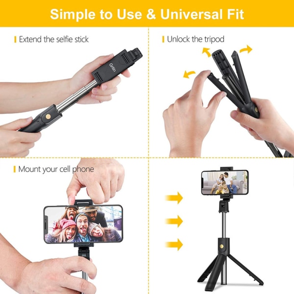 Selfie Stick, 3-i-1 Bluetooth Selfie Stick-stativ,