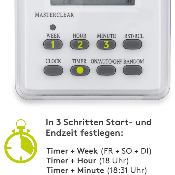 Digital Timer/IP44/Programmable/Indoor and Outdoor/LCD Display, Easy to Use