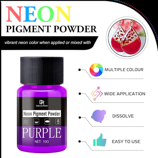 pigmentpulver – 10 färger neon nagelpulver fosforpulver för epoxiharts, nagelkonst, mugg, slem – lysmedel