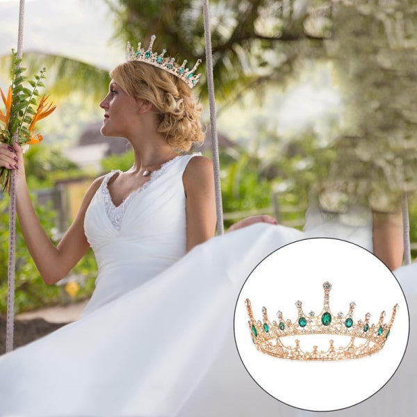 Grön Rhinestone Crown Bröllop Tiara Crown Bröllop Tiara Brud Tiara Tiara Crown för kvinnor,