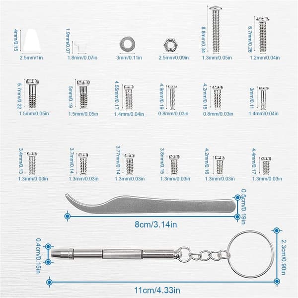 1000 Pcs Micro Screws, Nuts, Stainless Steel Washers for Glasses and Sunglasses,